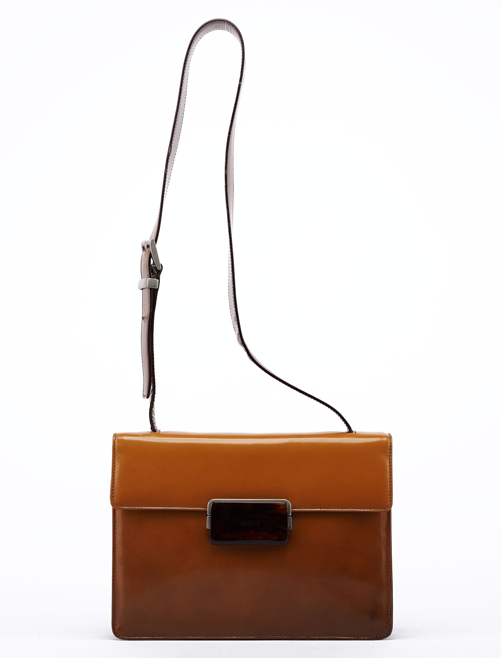 Brown Spazzolato Buckle Shoulder Bag