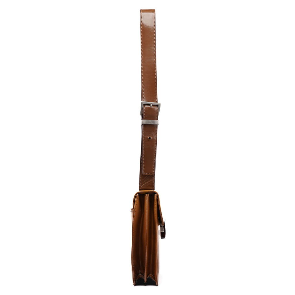 Brown Spazzolato Buckle Shoulder Bag