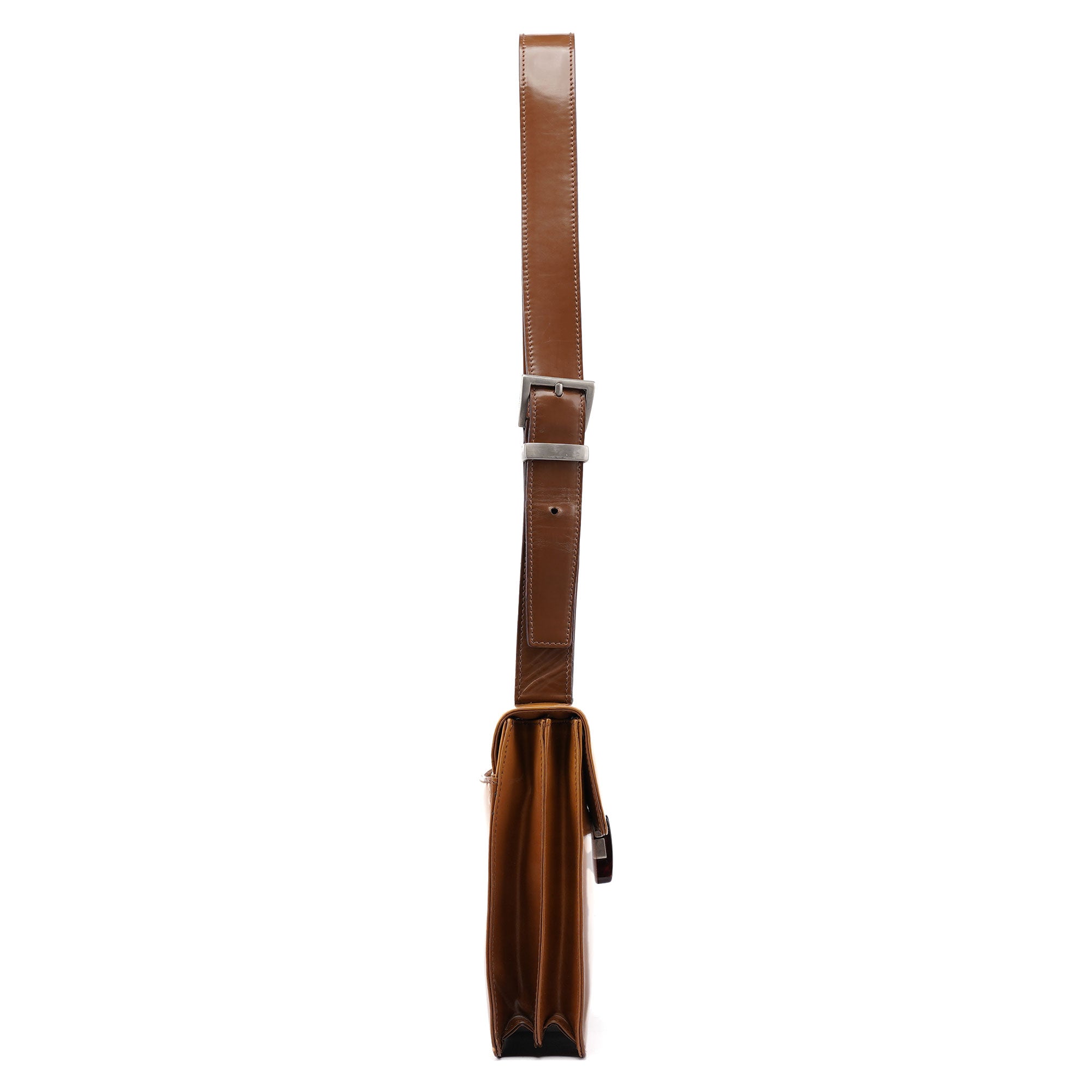 Brown Spazzolato Buckle Shoulder Bag