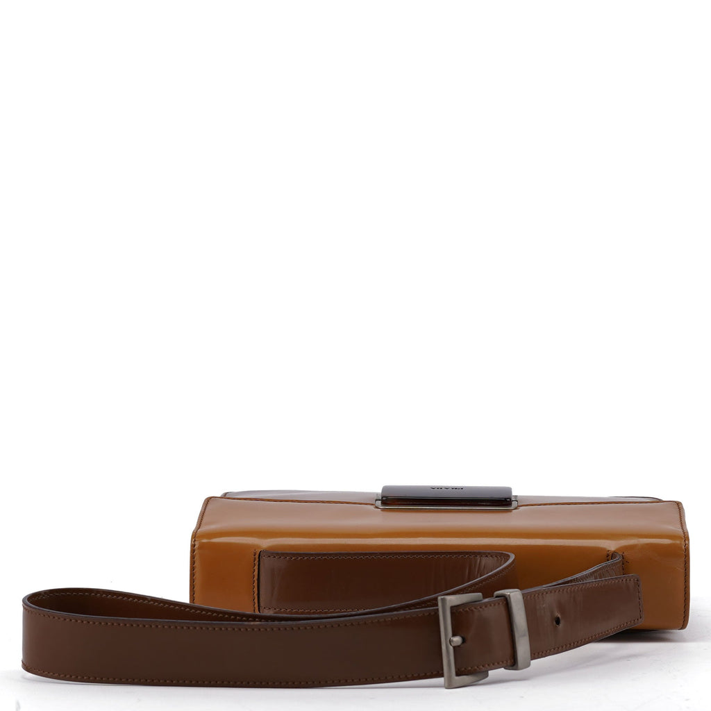 Brown Spazzolato Buckle Shoulder Bag