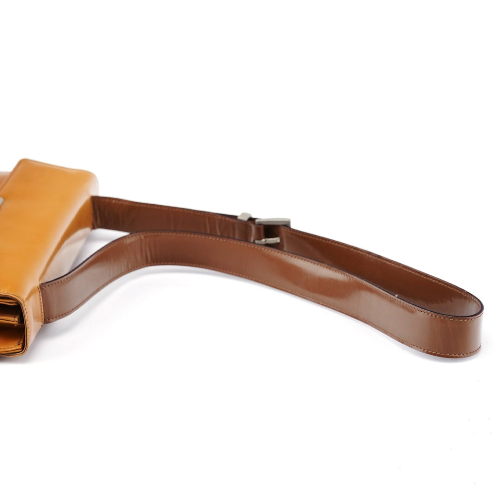 Brown Spazzolato Buckle Shoulder Bag