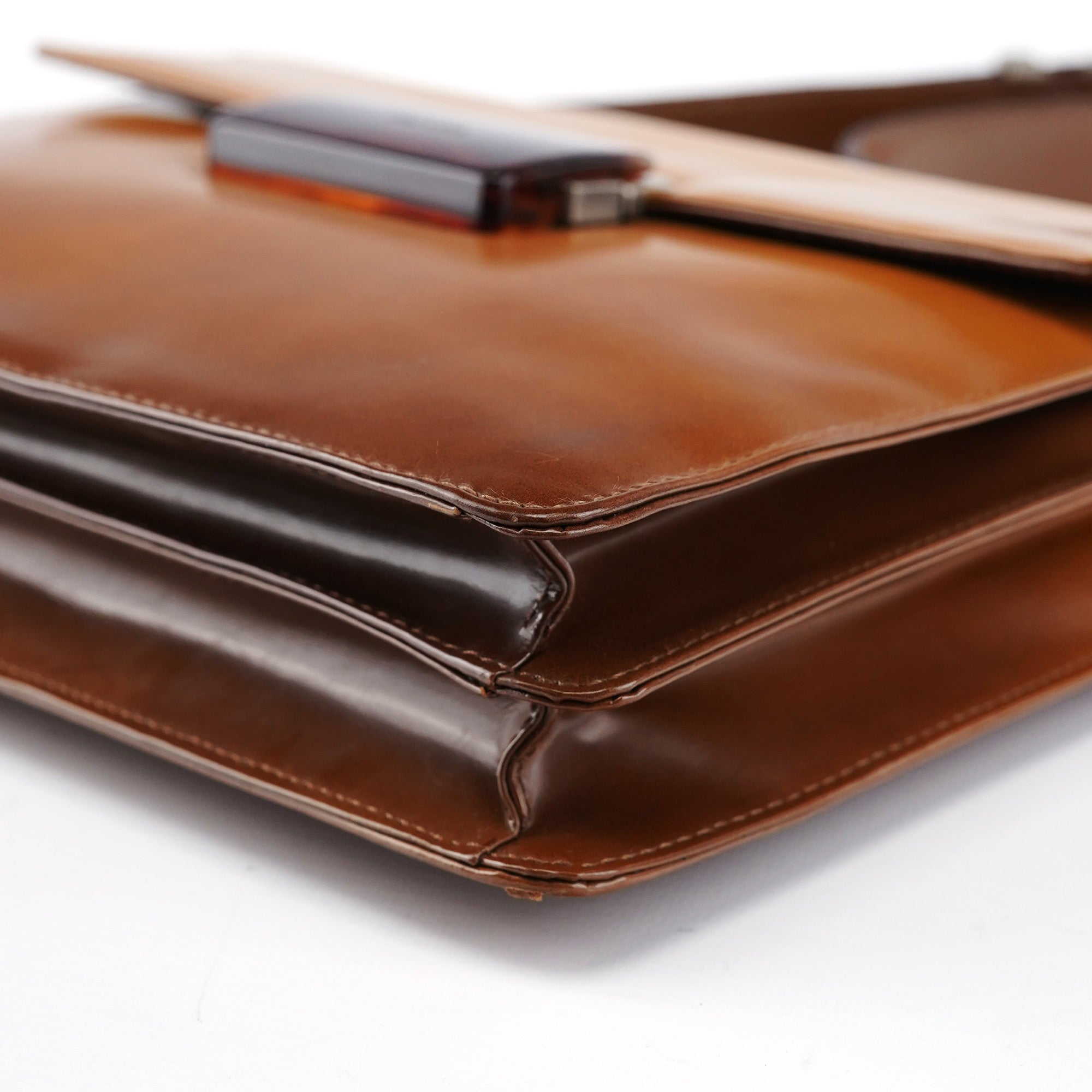 Brown Spazzolato Buckle Shoulder Bag