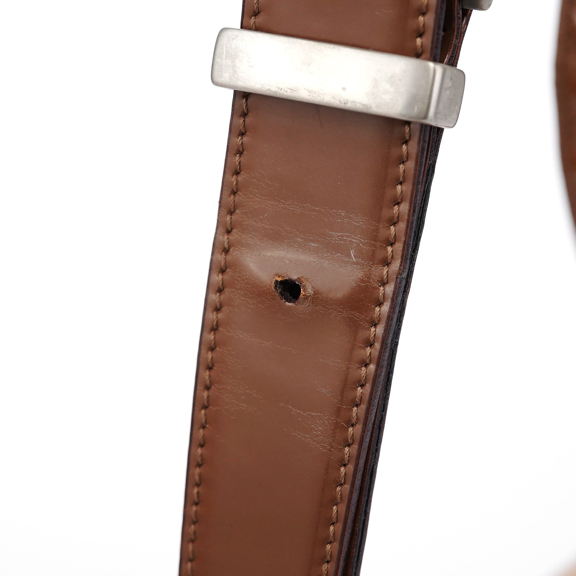 Brown Spazzolato Buckle Shoulder Bag