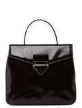 Brown Spazzolato Top Handle Logo Bag