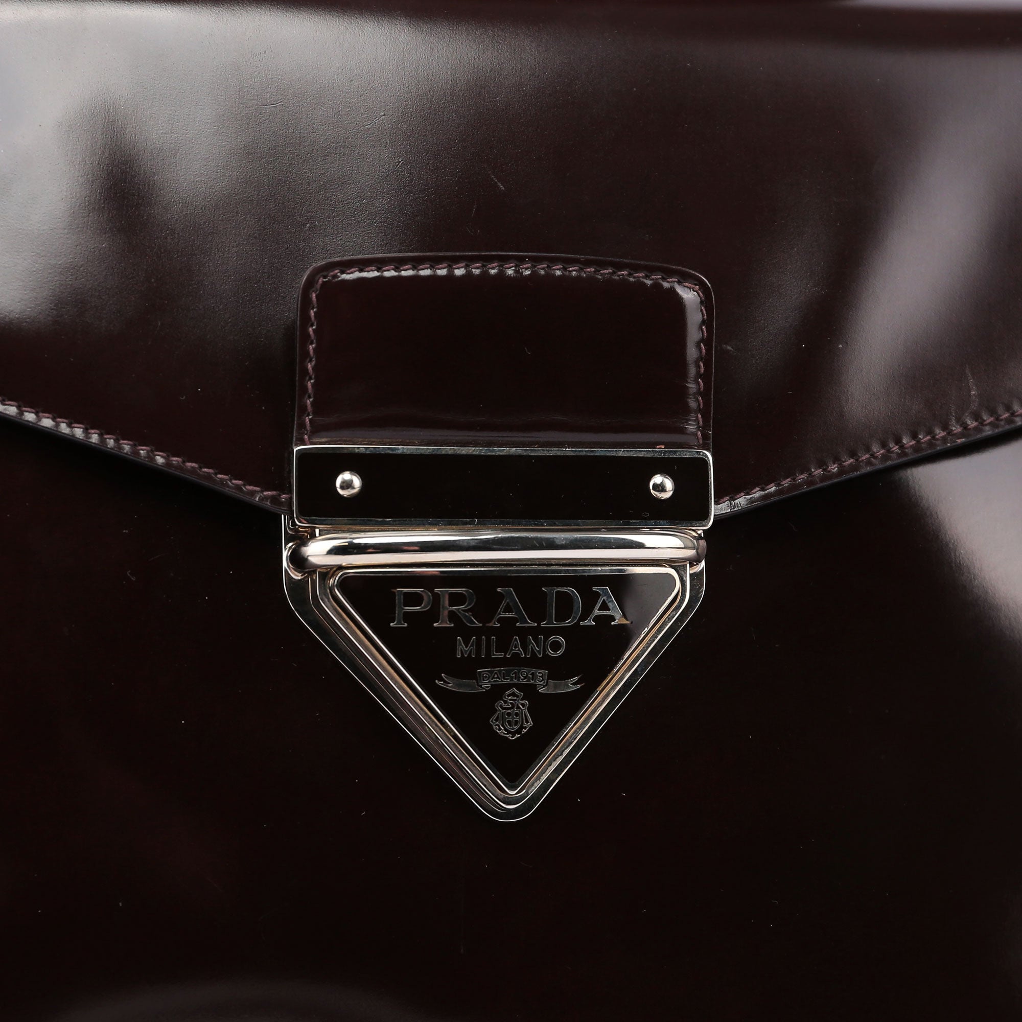 Brown Spazzolato Top Handle Logo Bag