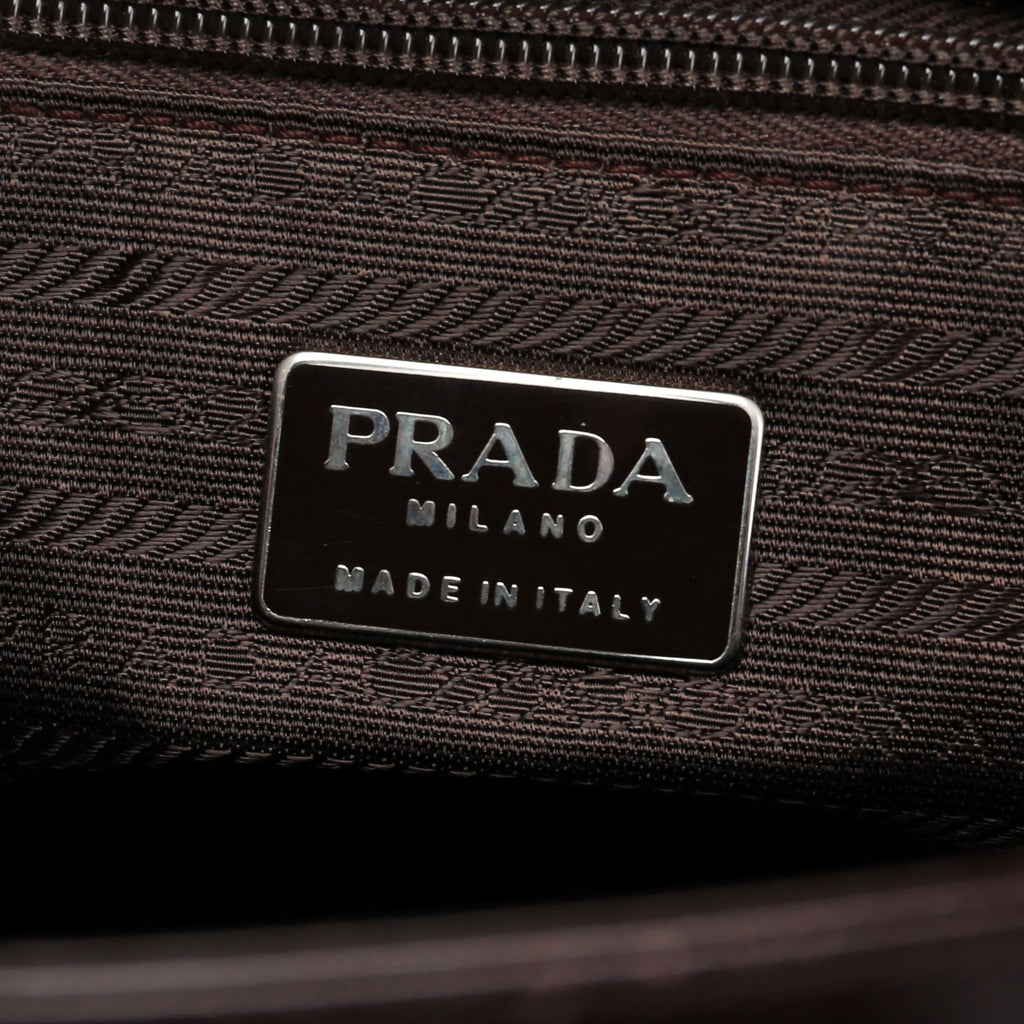 Brown Spazzolato Top Handle Logo Bag
