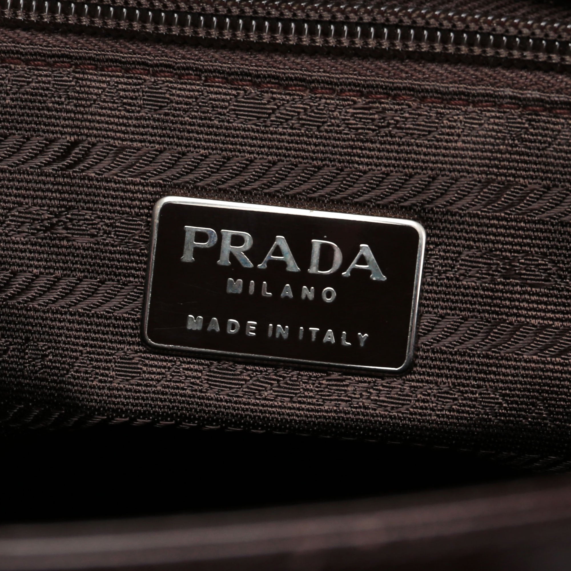 Brown Spazzolato Top Handle Logo Bag