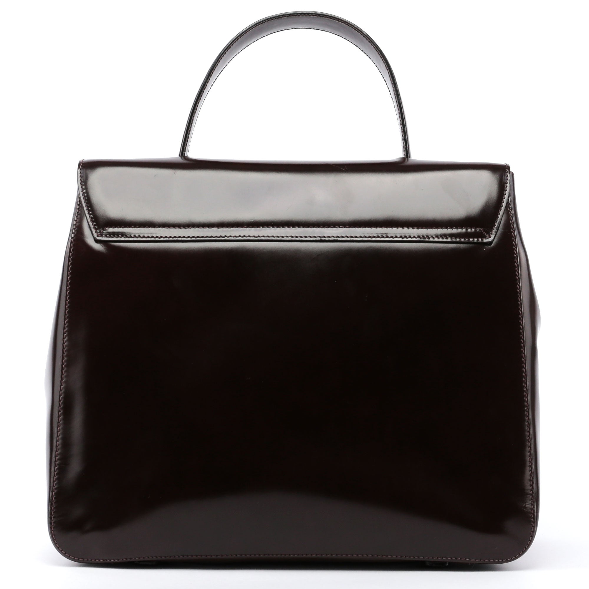 Brown Spazzolato Top Handle Logo Bag
