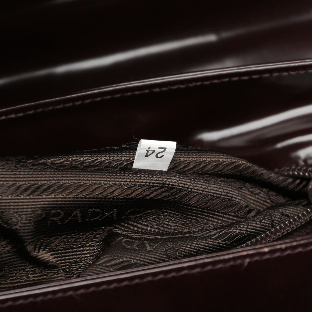 Brown Spazzolato Top Handle Logo Bag