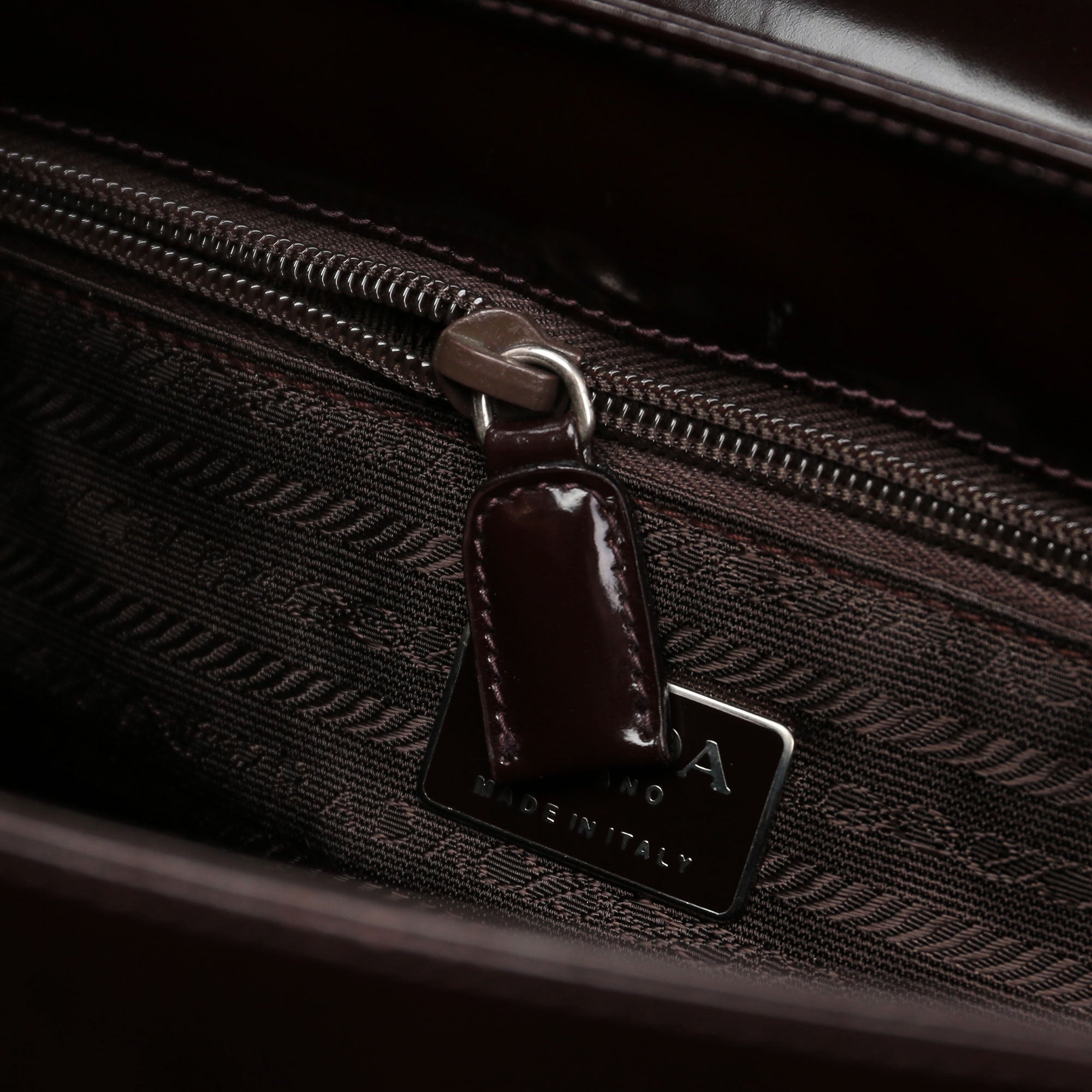 Brown Spazzolato Top Handle Logo Bag