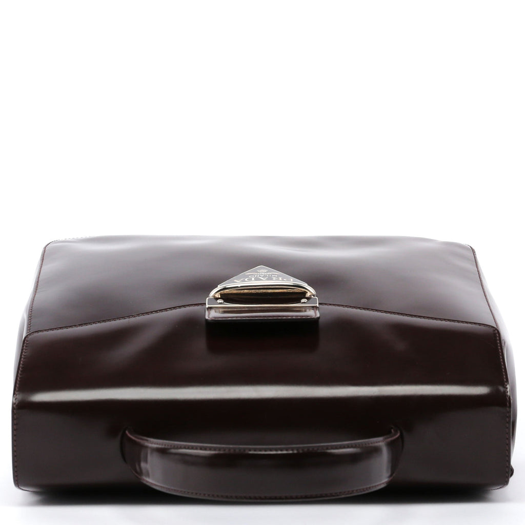 Brown Spazzolato Top Handle Logo Bag