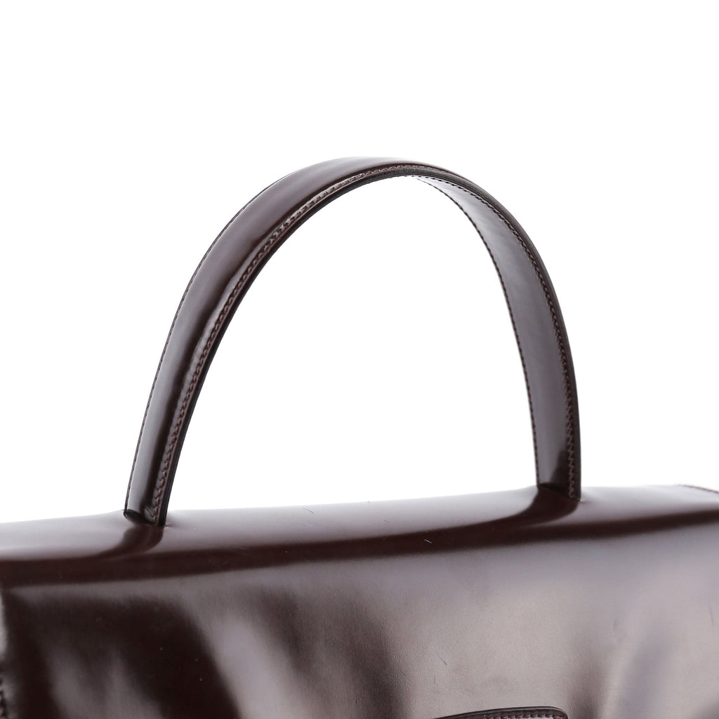 Brown Spazzolato Top Handle Logo Bag