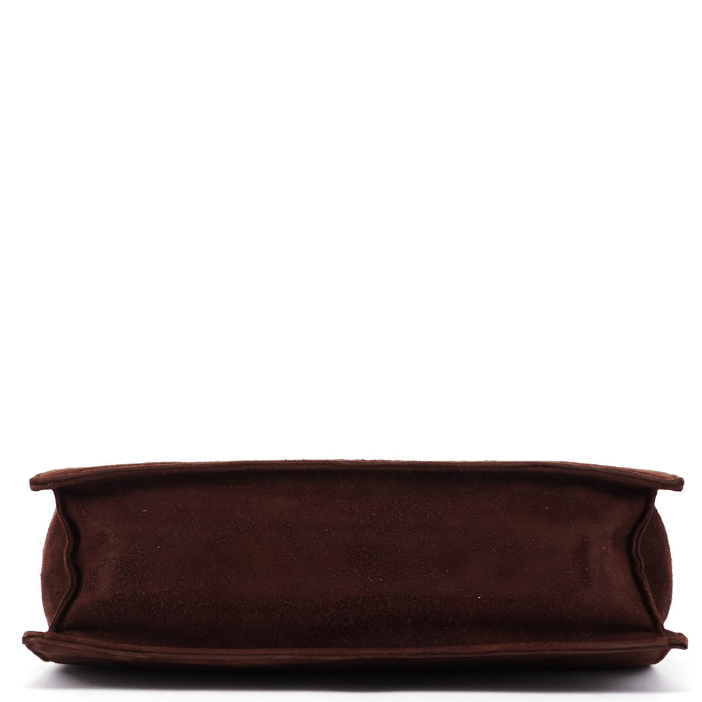 Brown Suede Chain Handle Tote