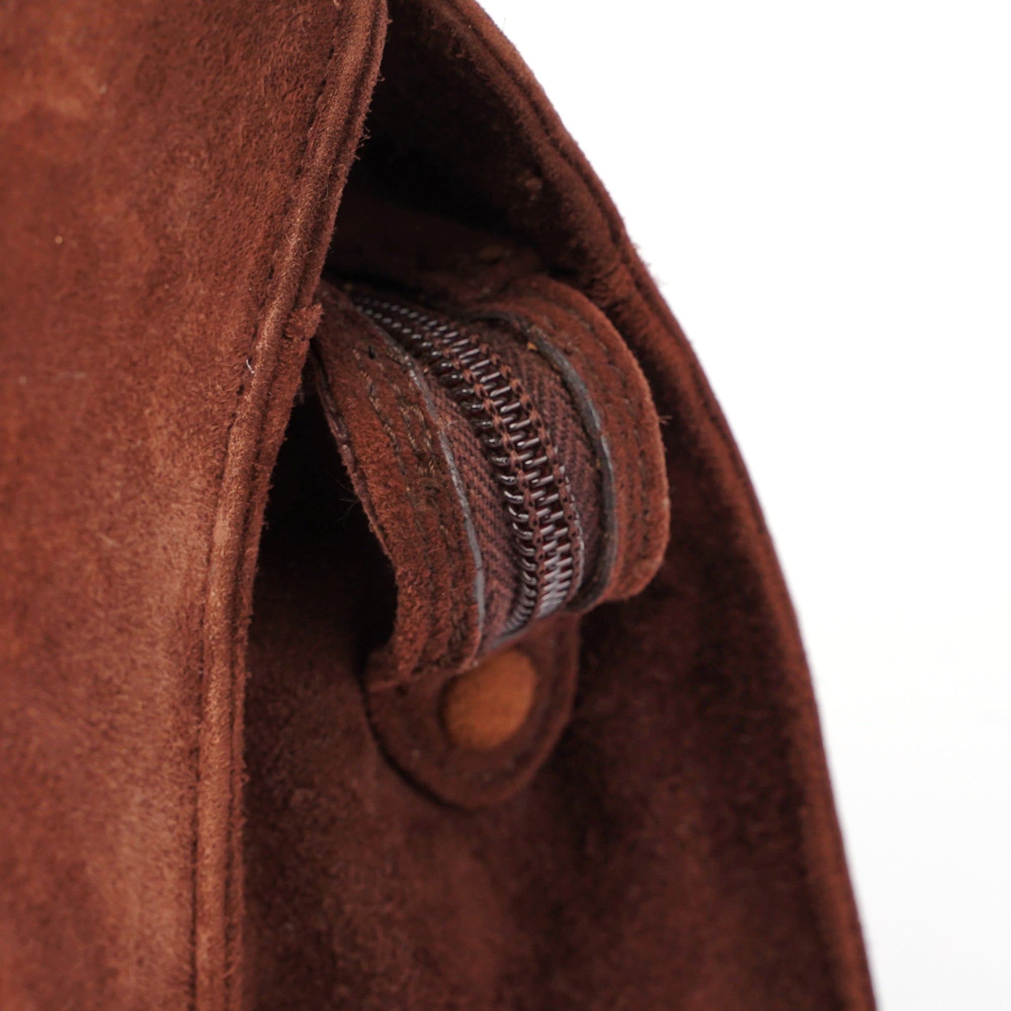 Brown Suede Chain Handle Tote