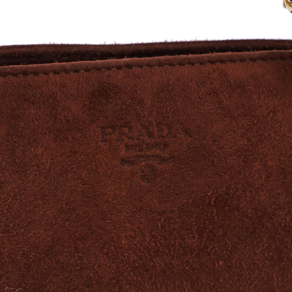 Brown Suede Chain Handle Tote