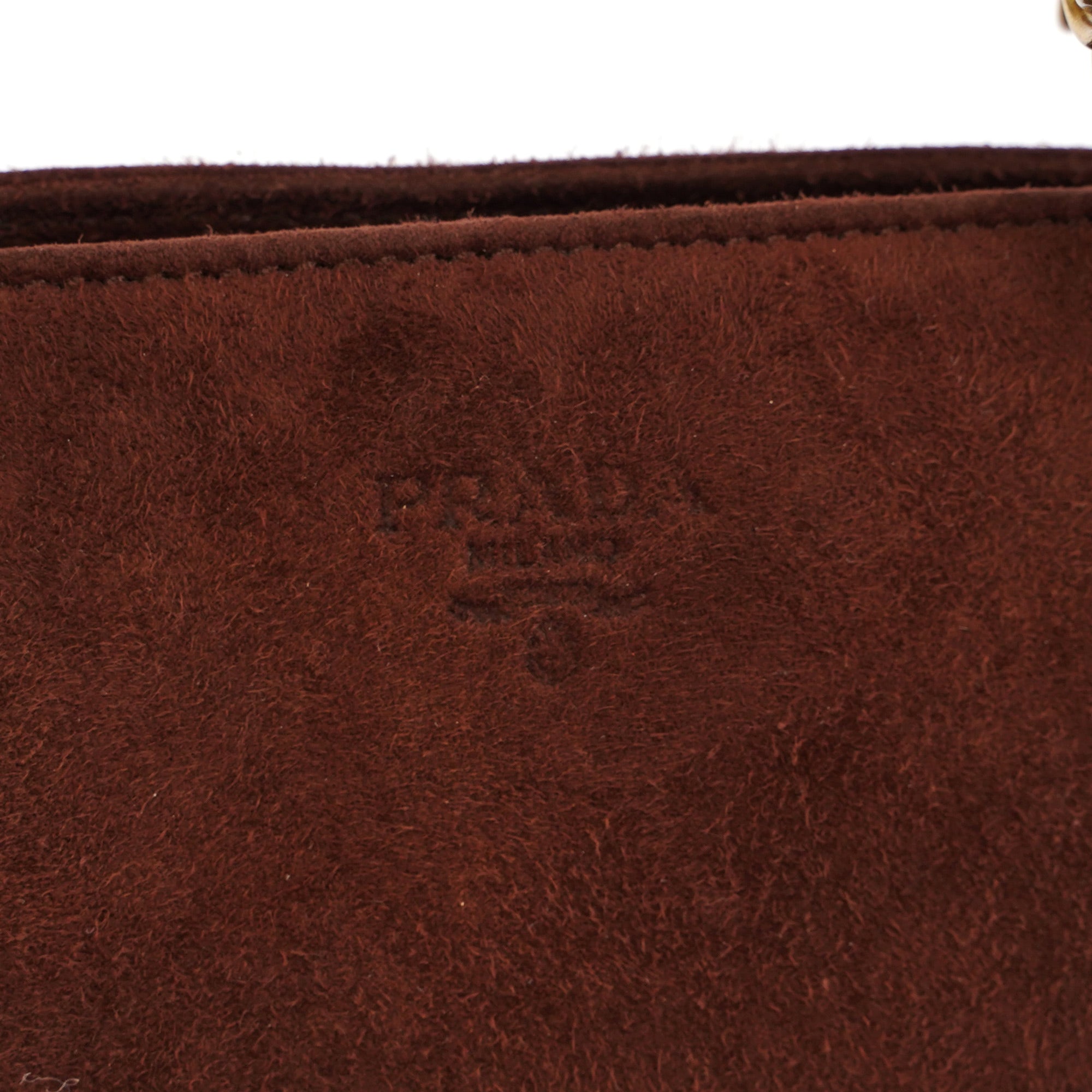 Brown Suede Chain Handle Tote