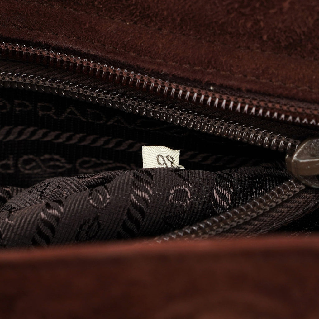 Brown Suede Chain Handle Tote