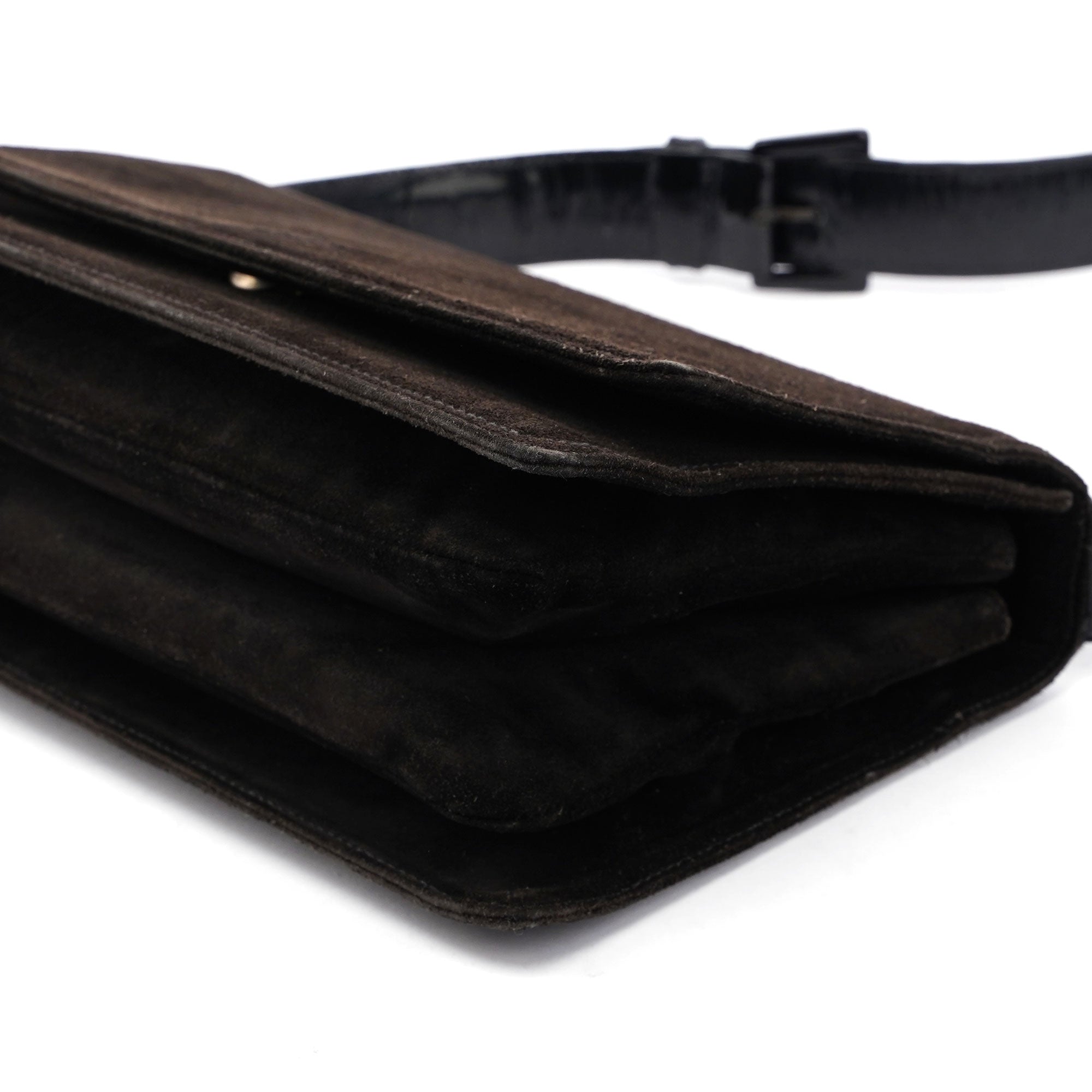 Brown Suede Flap Shoulder Bag