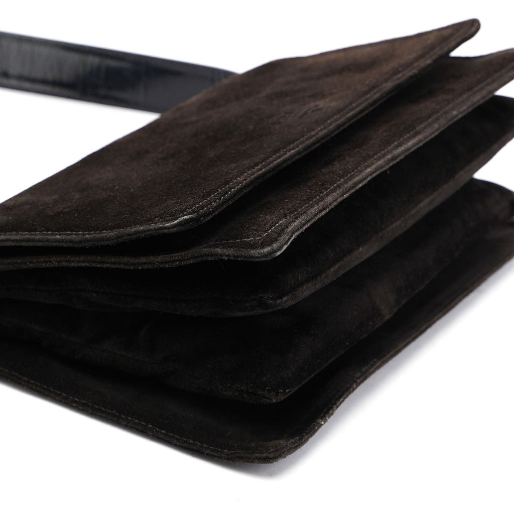 Brown Suede Flap Shoulder Bag