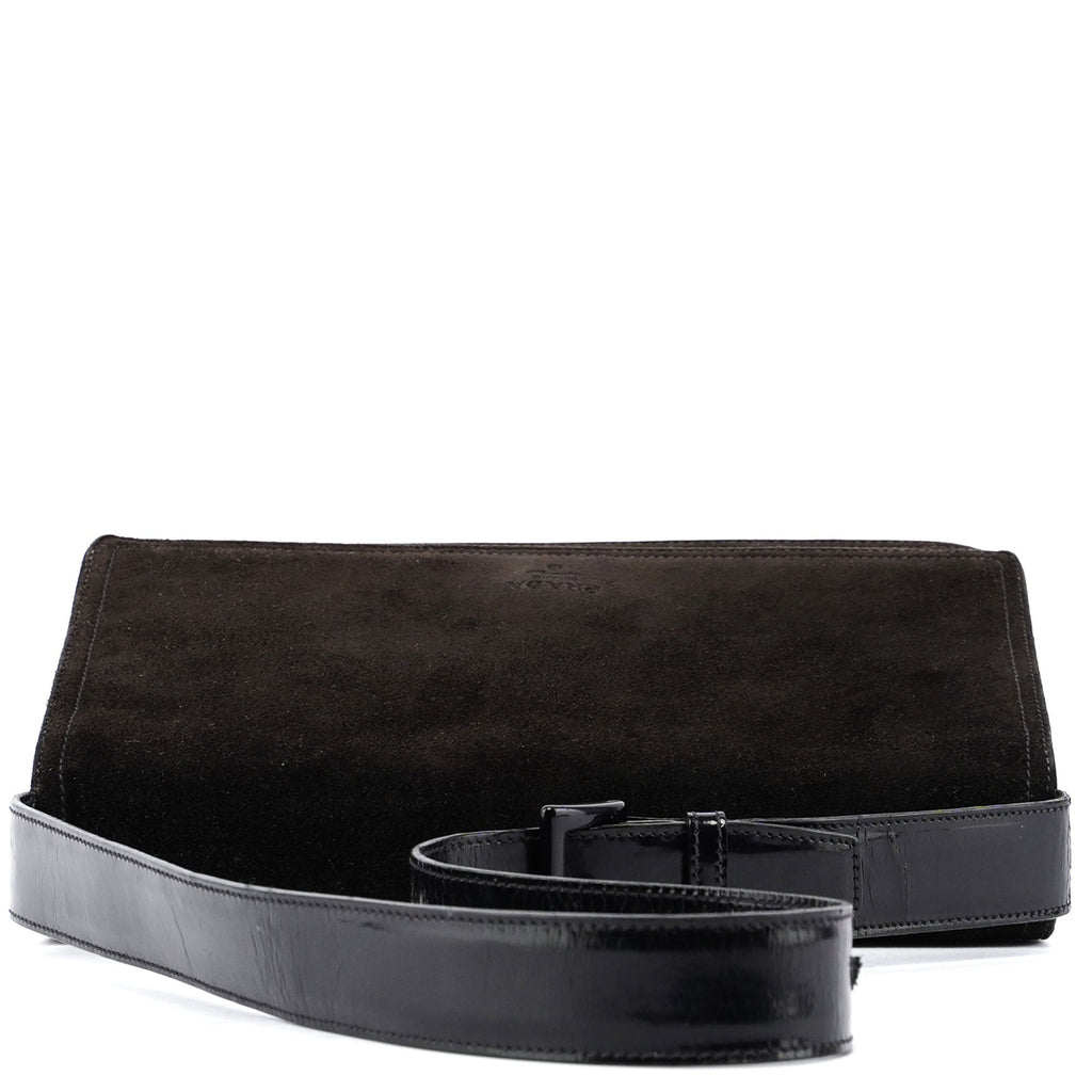 Brown Suede Flap Shoulder Bag