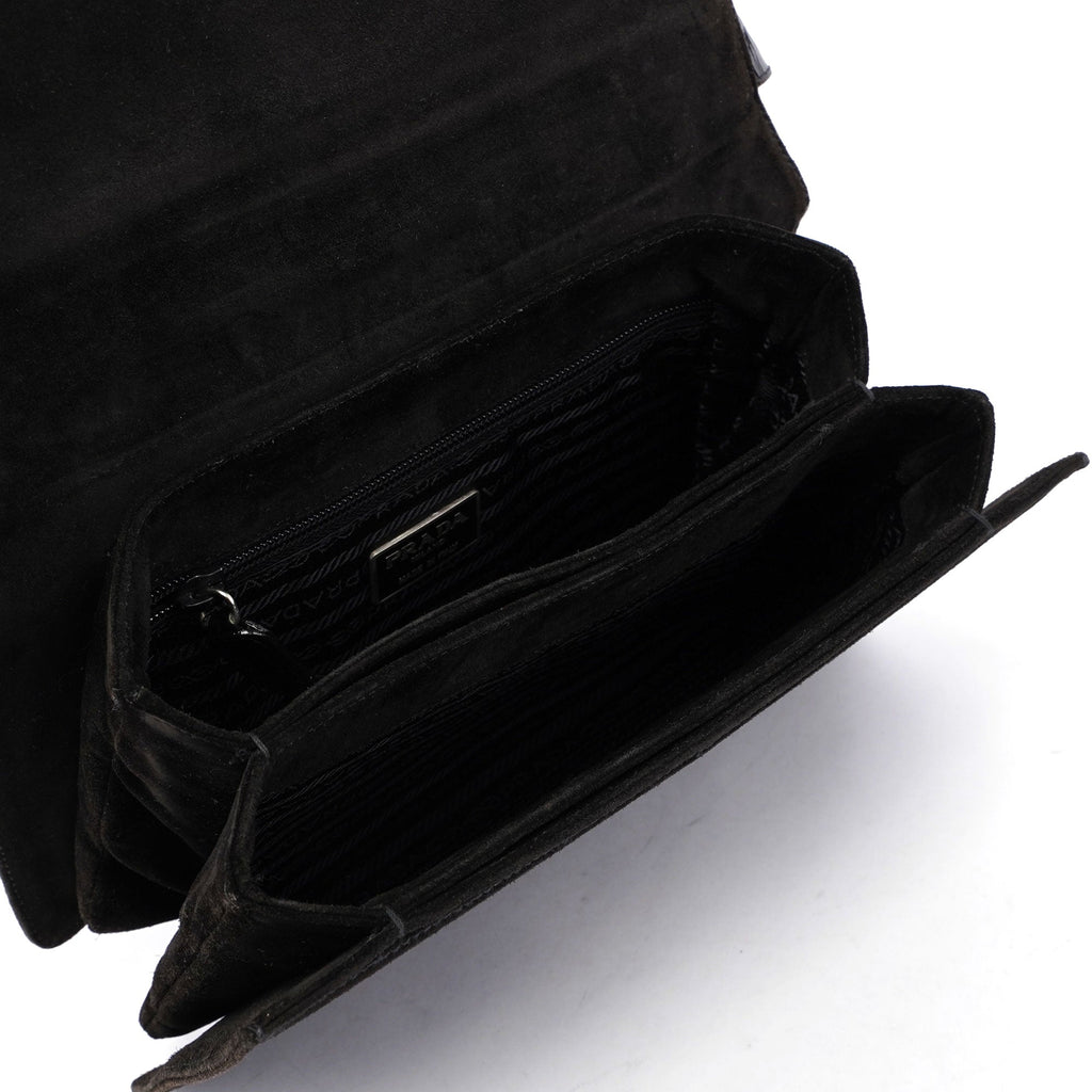 Brown Suede Flap Shoulder Bag