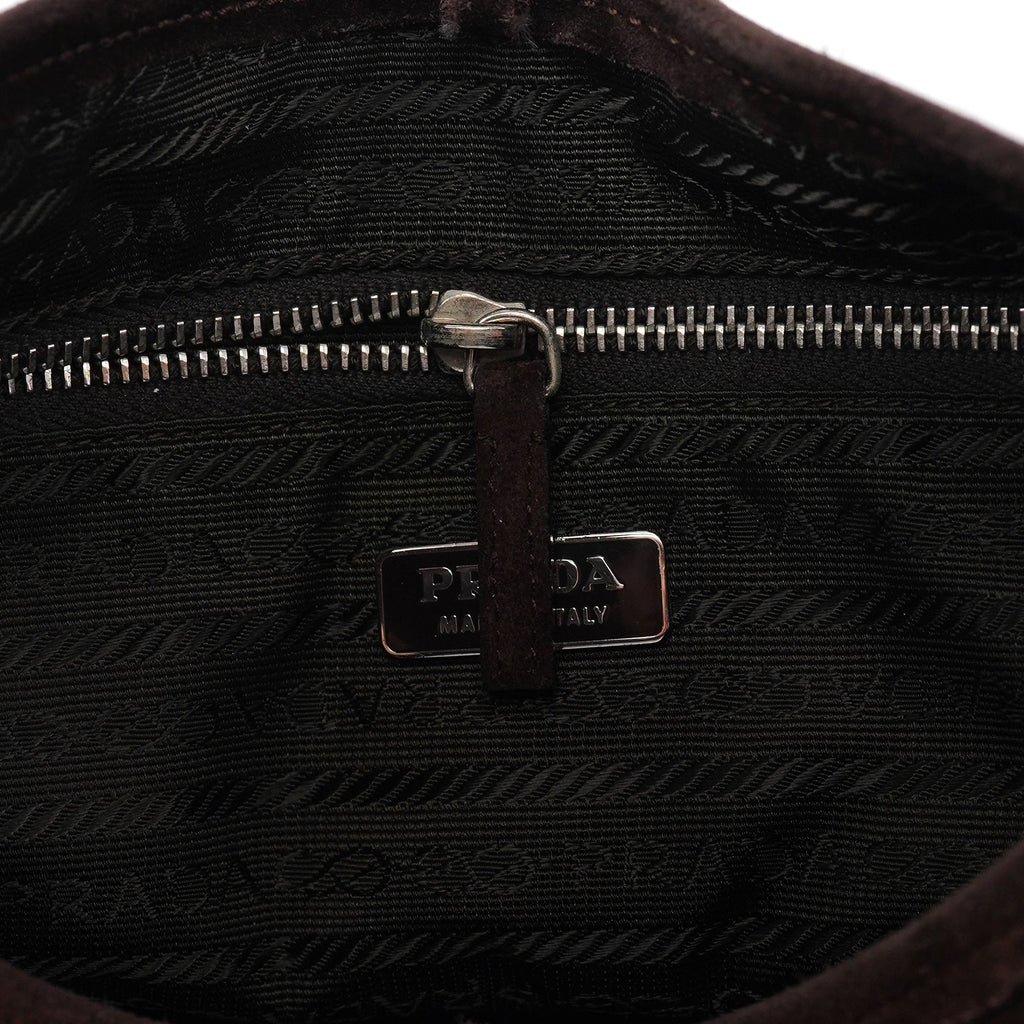 Brown Suede Hobo Shoulder Bag