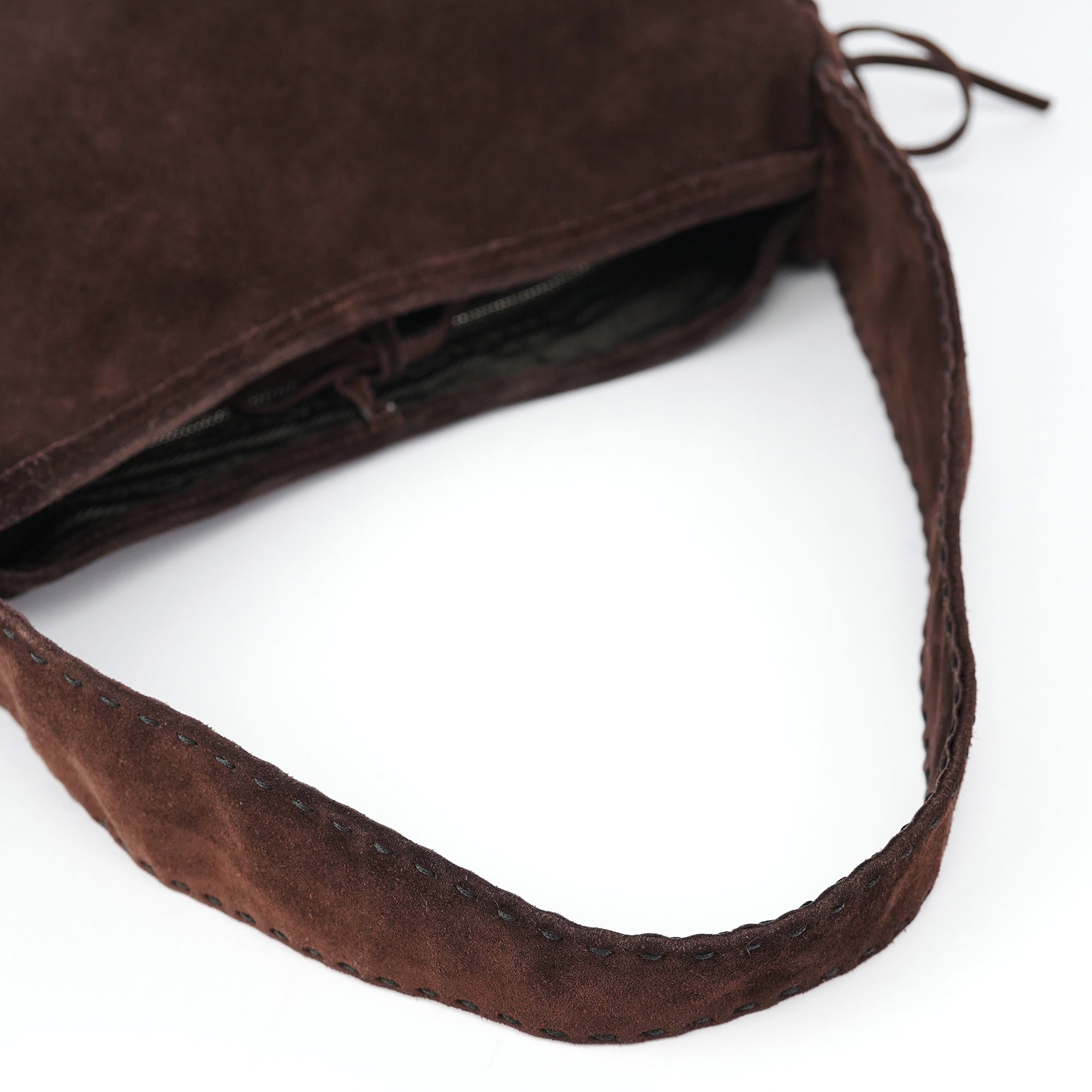 Brown Suede Hobo Shoulder Bag