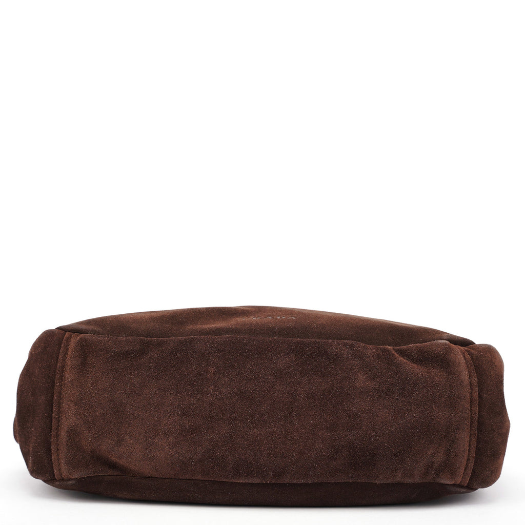 Brown Suede Hobo Shoulder Bag