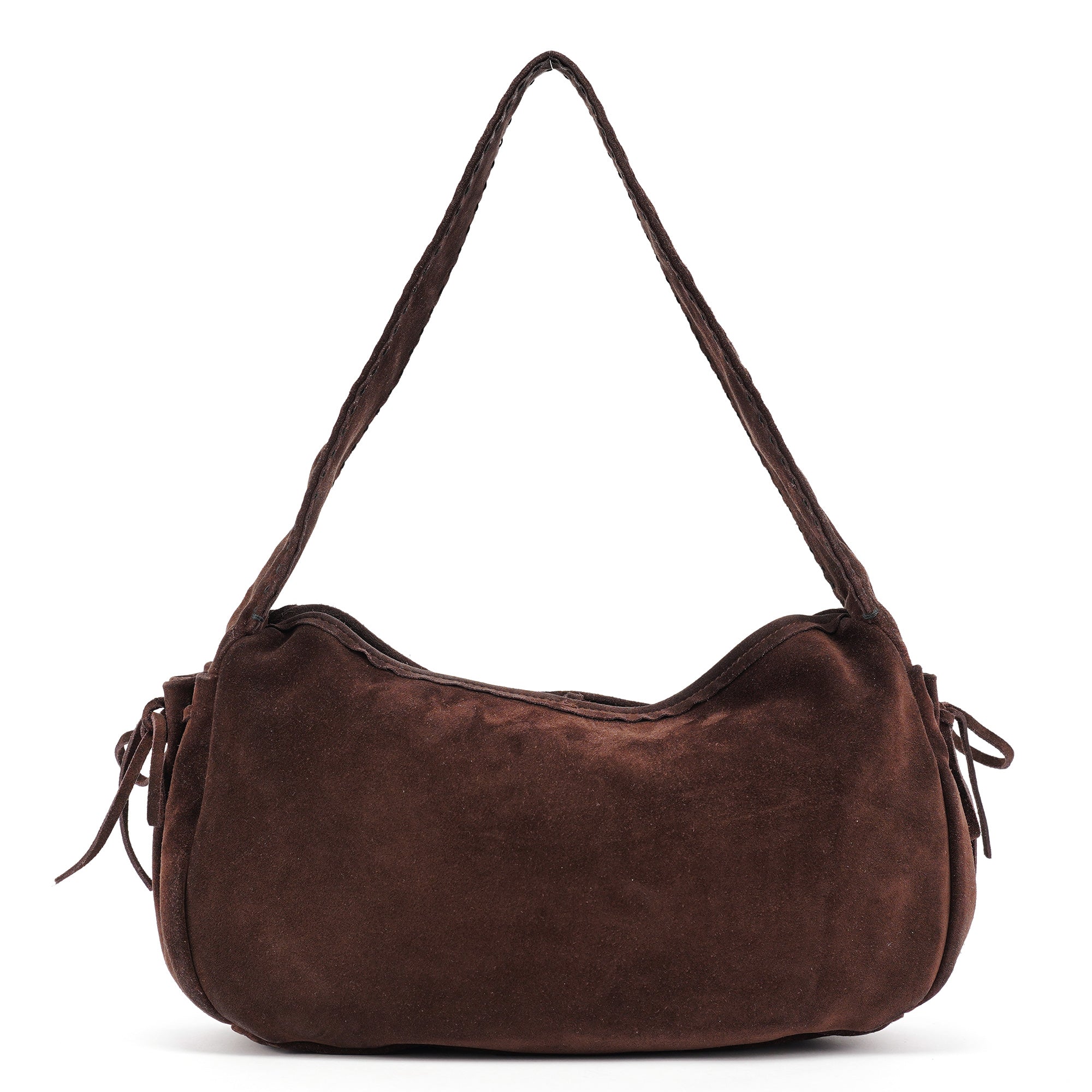 Brown Suede Hobo Shoulder Bag