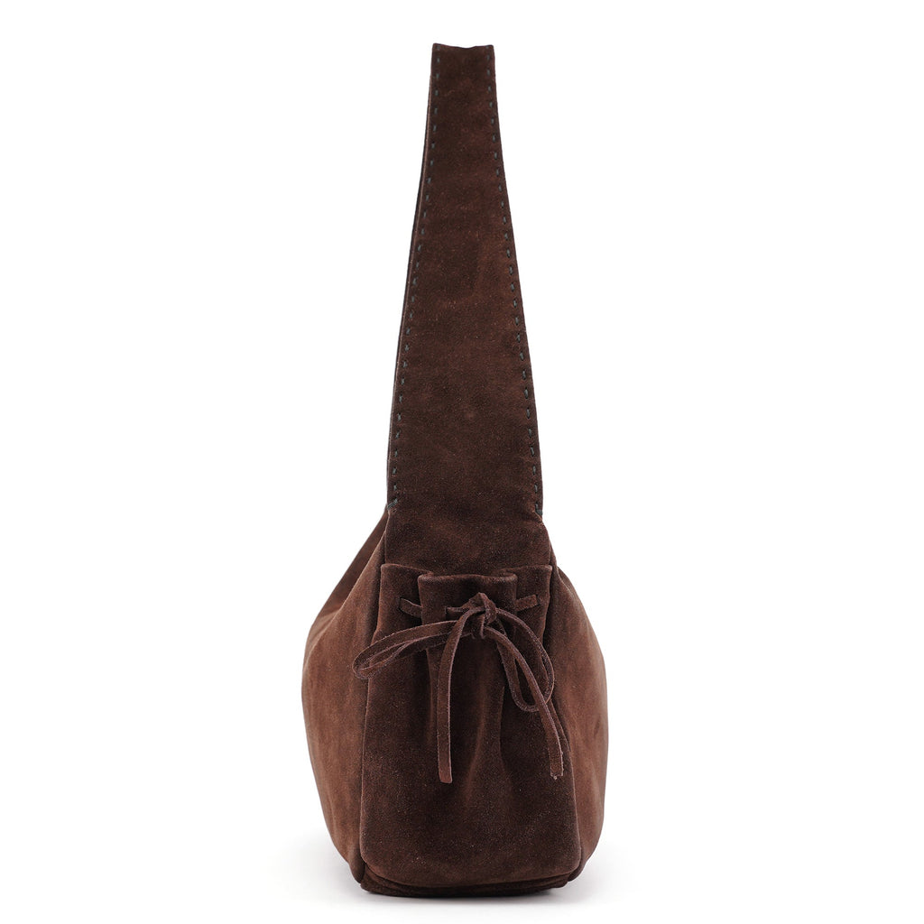 Brown Suede Hobo Shoulder Bag