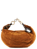 Brown Suede Hobo Shoulder Bag