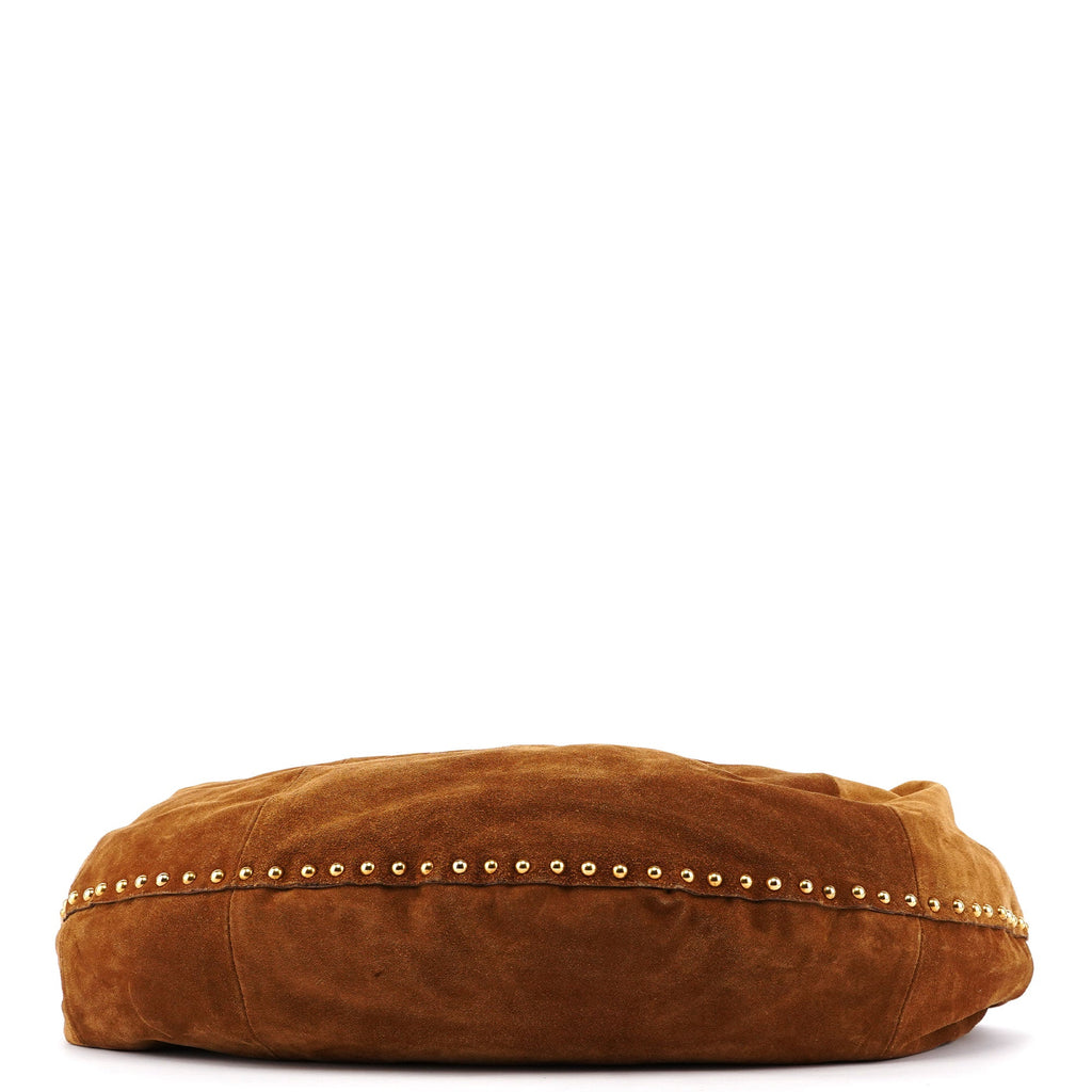 Brown Suede Hobo Shoulder Bag