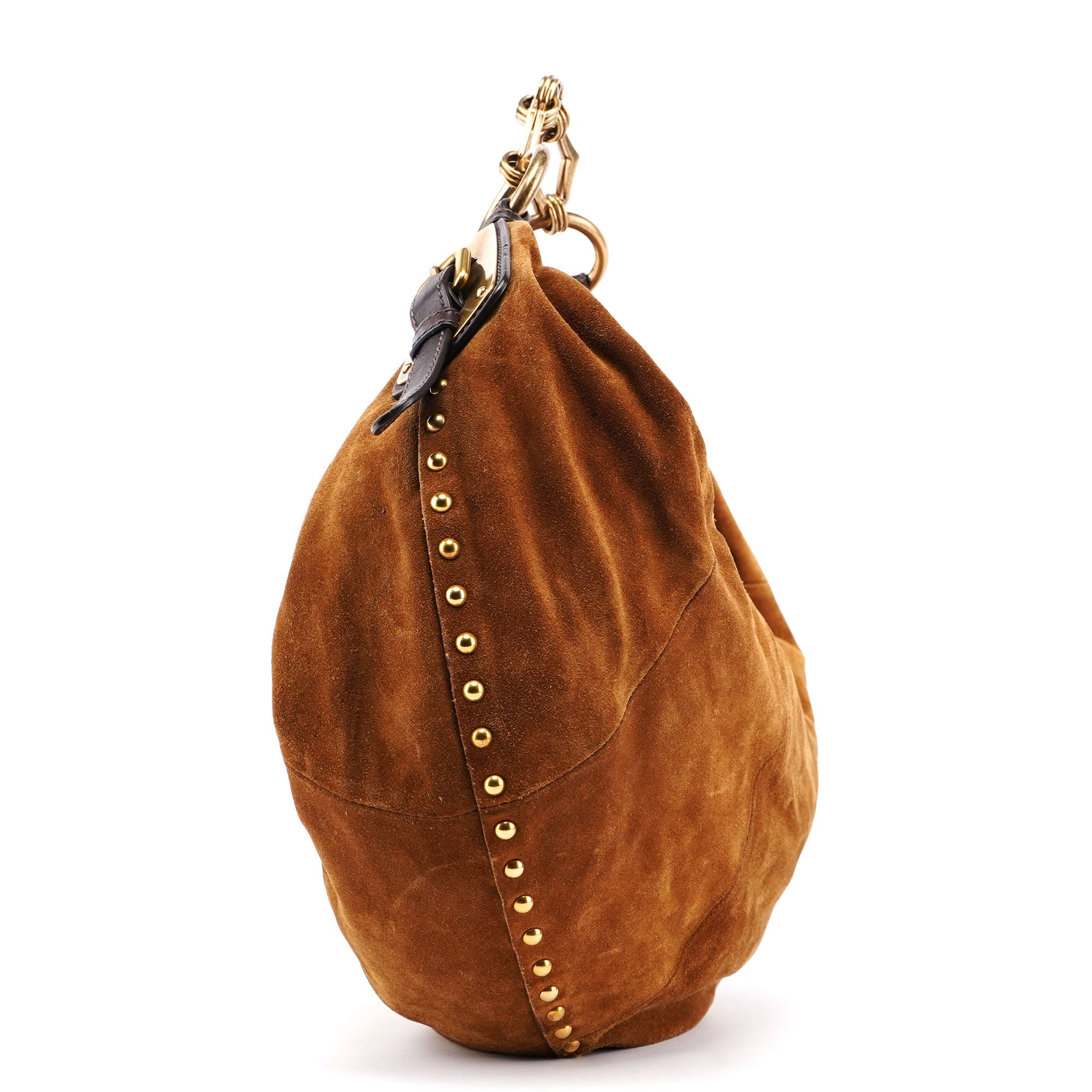 Brown Suede Hobo Shoulder Bag