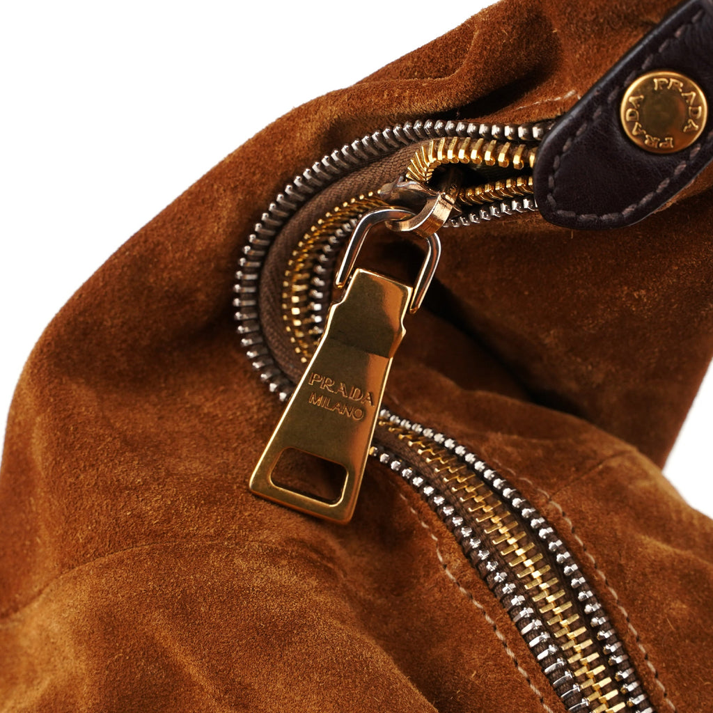 Brown Suede Hobo Shoulder Bag