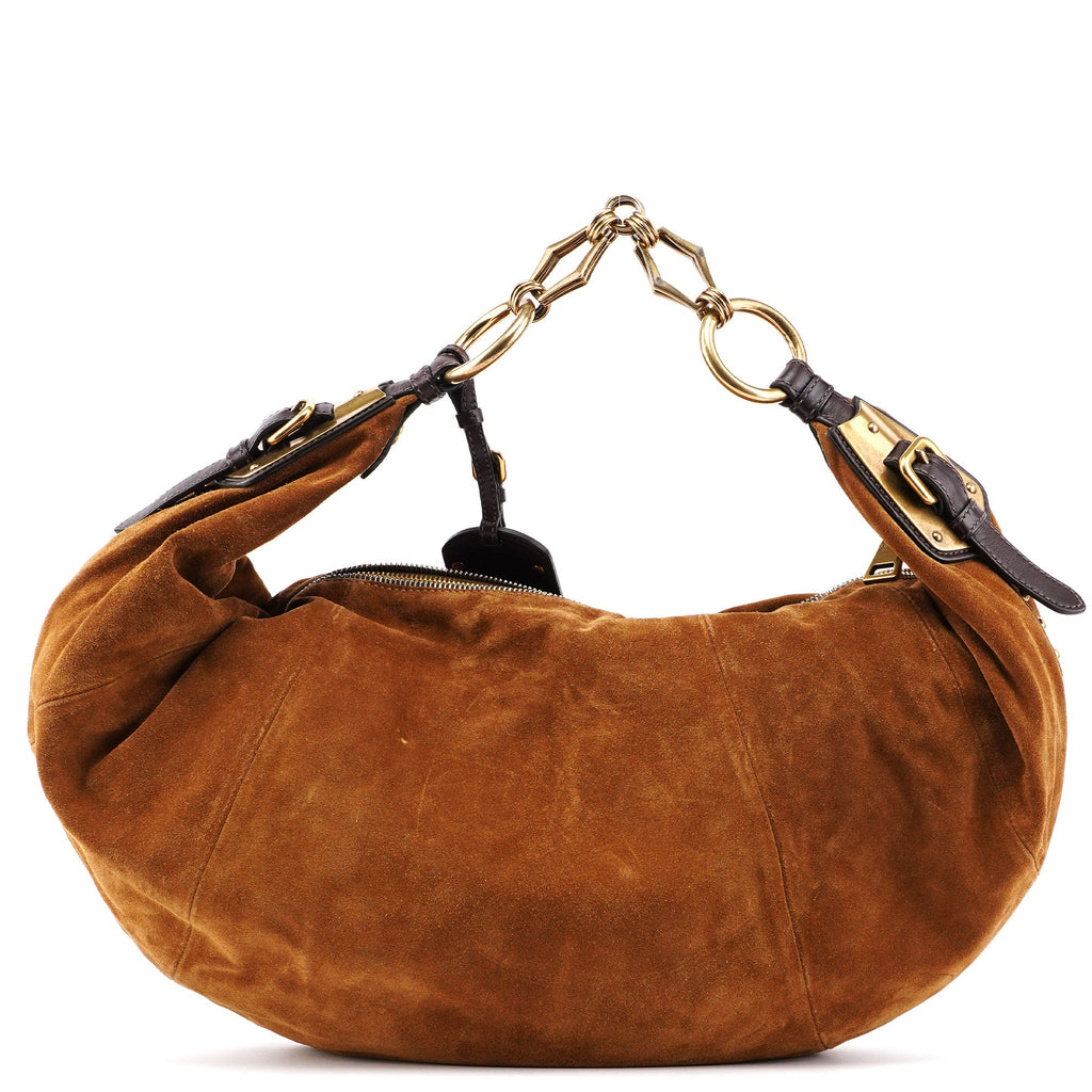 Brown Suede Hobo Shoulder Bag