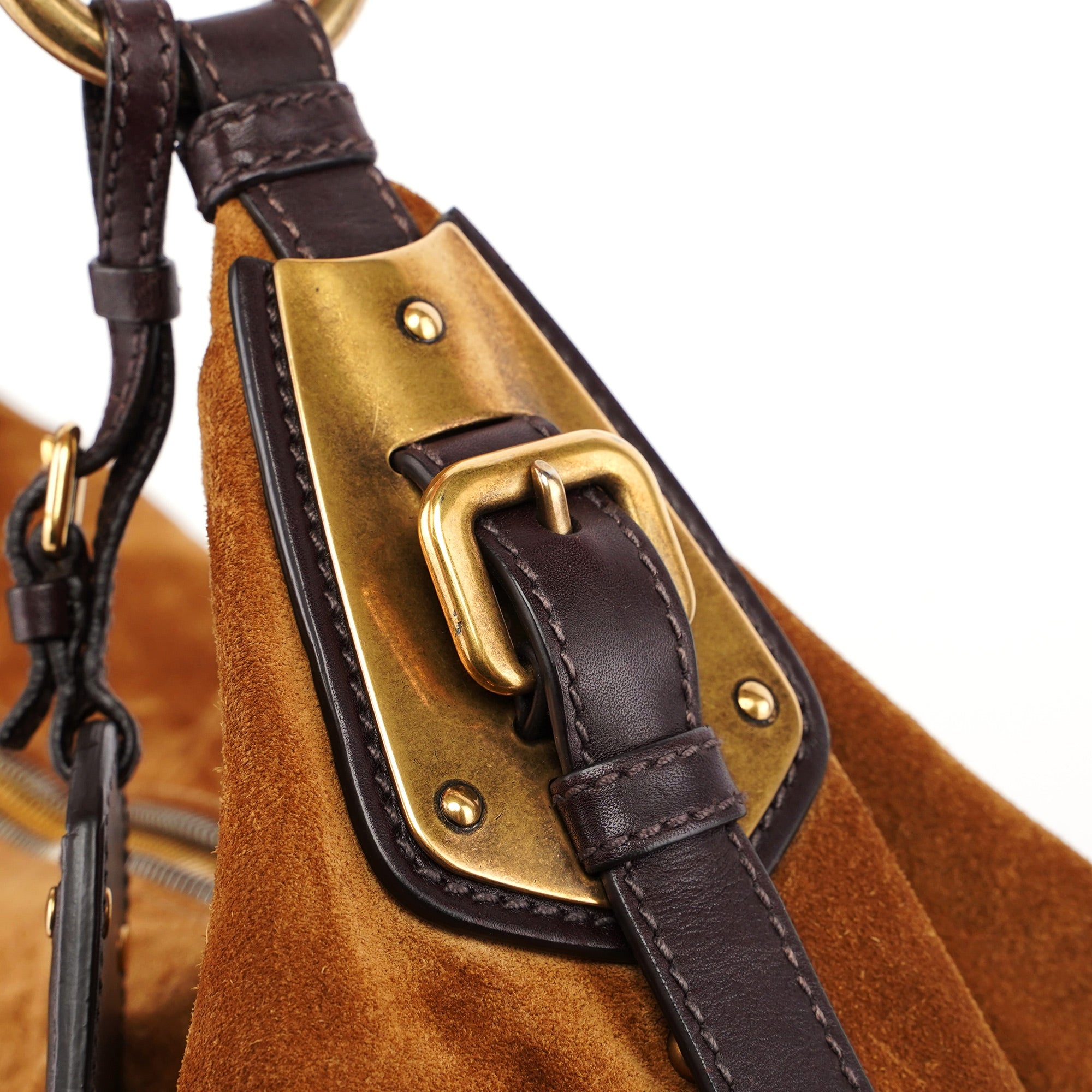 Brown Suede Hobo Shoulder Bag