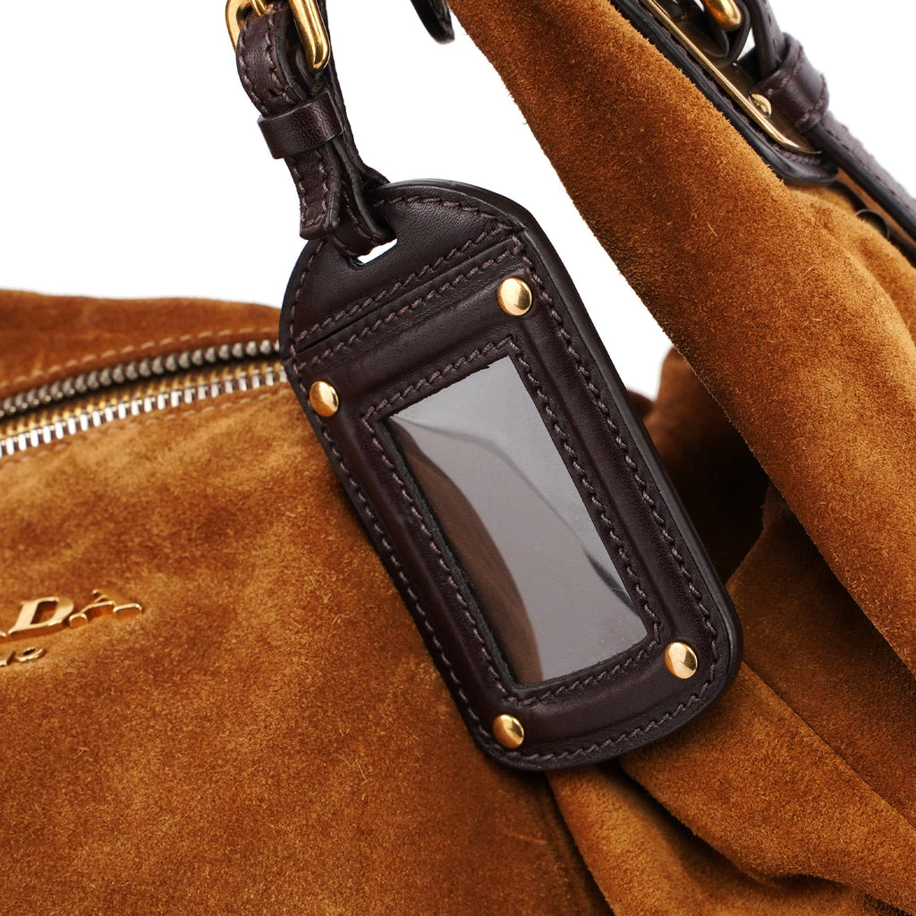 Brown Suede Hobo Shoulder Bag