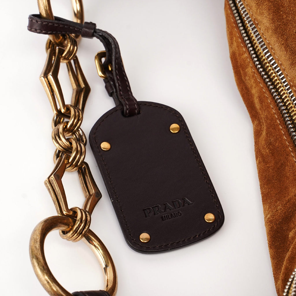 Brown Suede Hobo Shoulder Bag