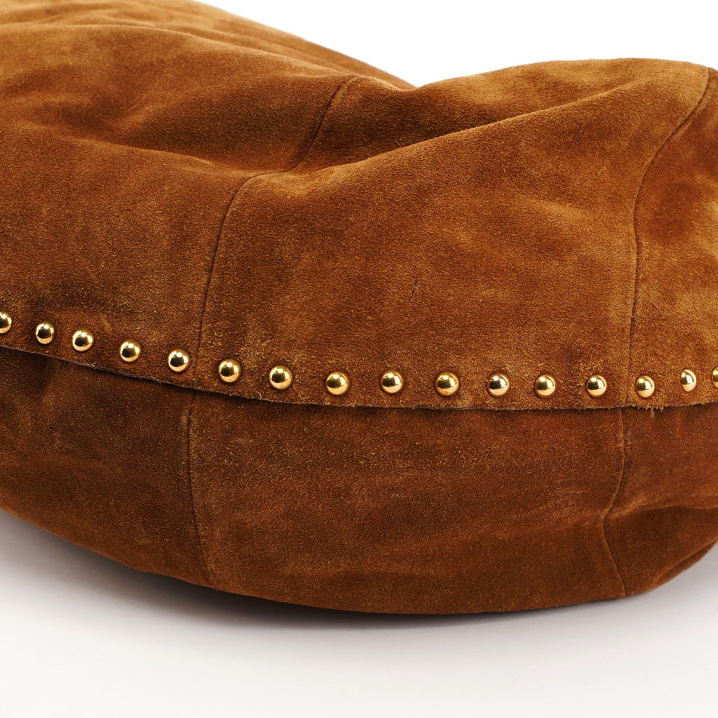 Brown Suede Hobo Shoulder Bag