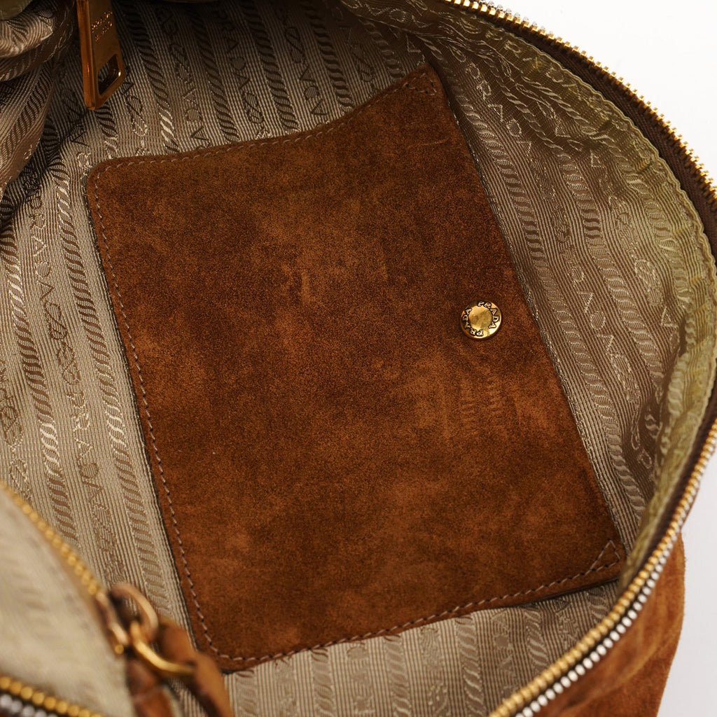 Brown Suede Hobo Shoulder Bag