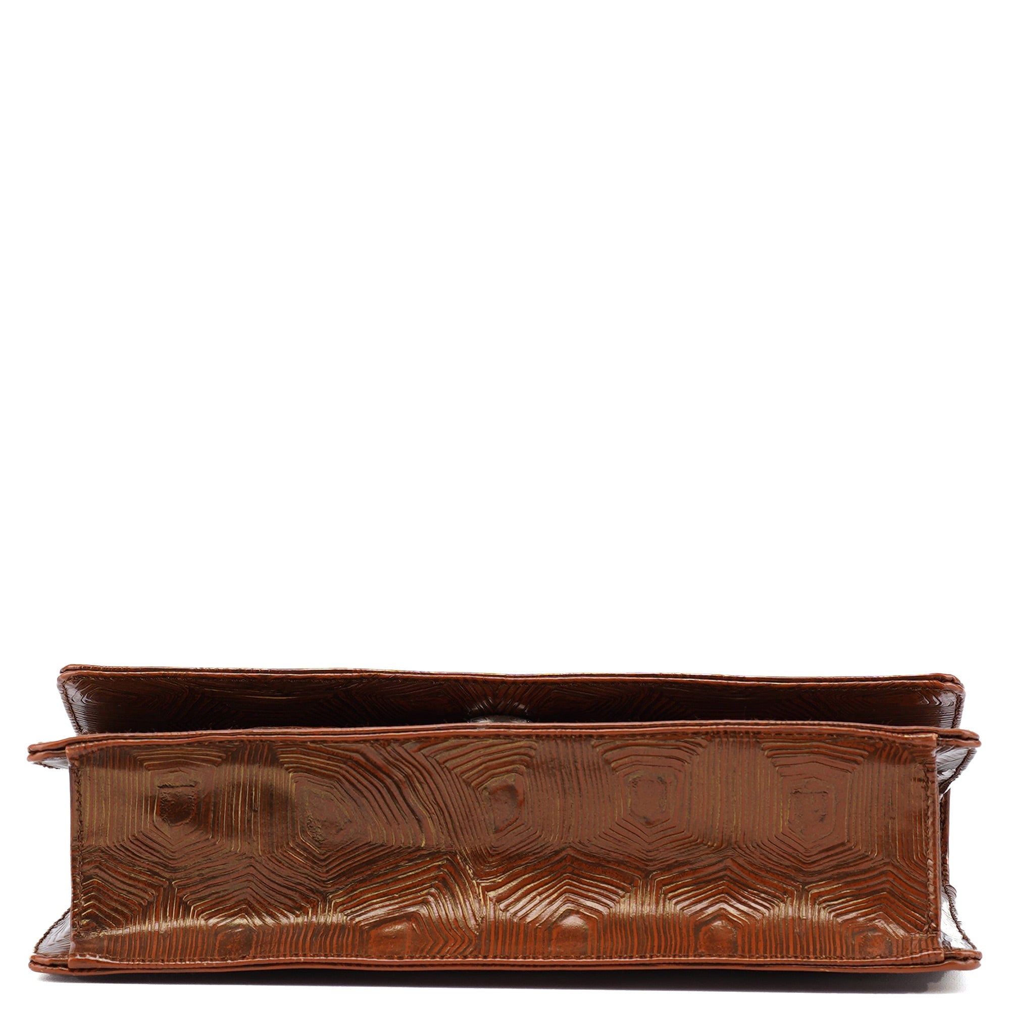 Brown Tartaruga Patent Leather Shoulder Bag