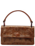 Brown Tartaruga Patent Leather Shoulder Bag