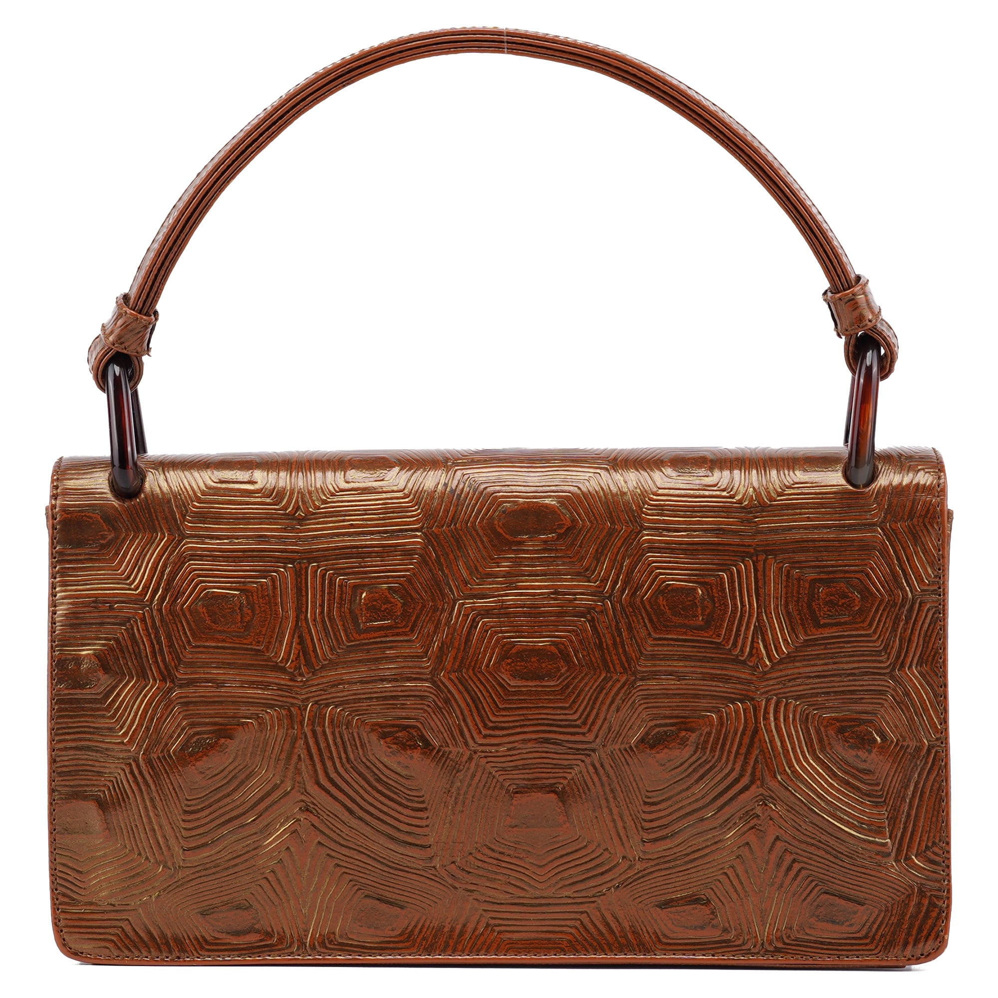 Brown Tartaruga Patent Leather Shoulder Bag