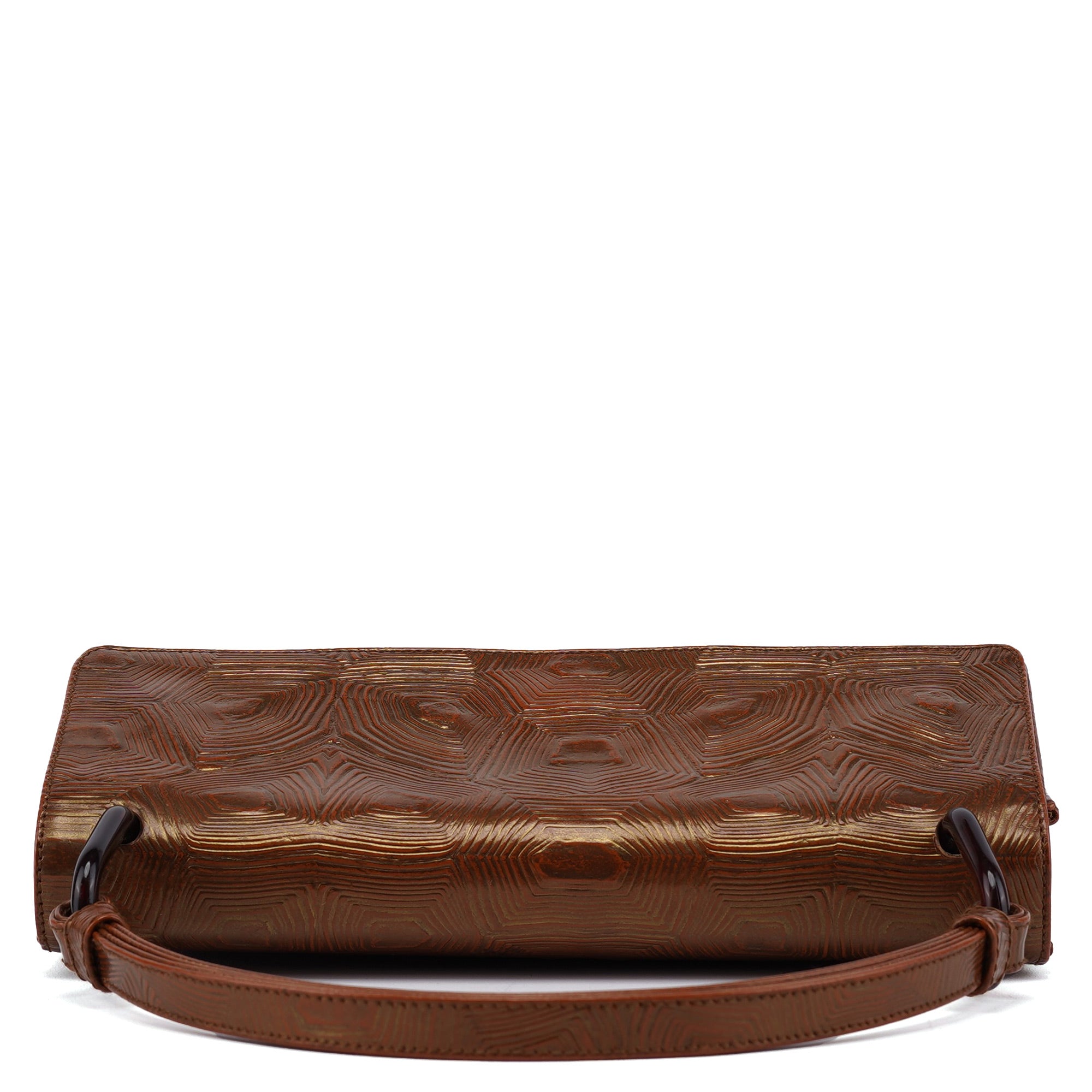 Brown Tartaruga Patent Leather Shoulder Bag