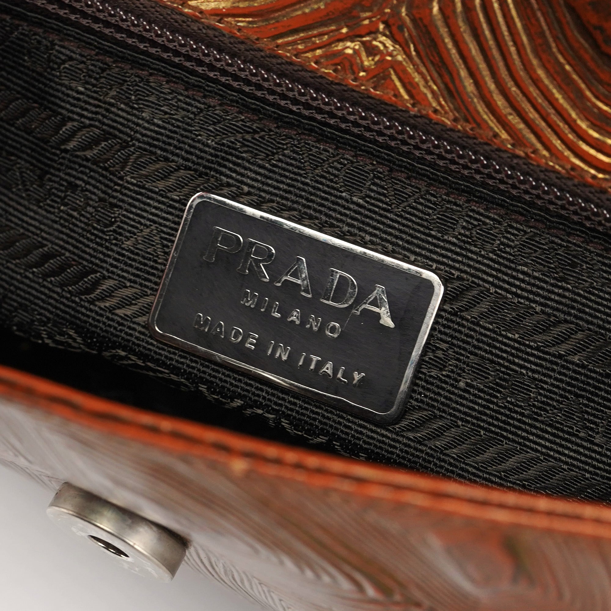 Brown Tartaruga Patent Leather Shoulder Bag