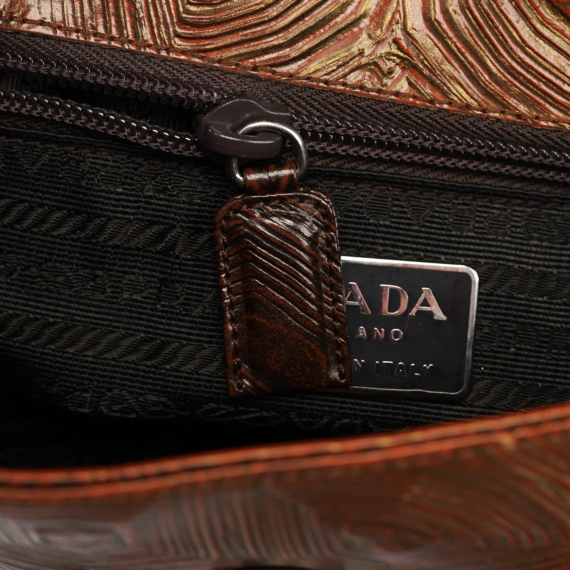 Brown Tartaruga Patent Leather Shoulder Bag