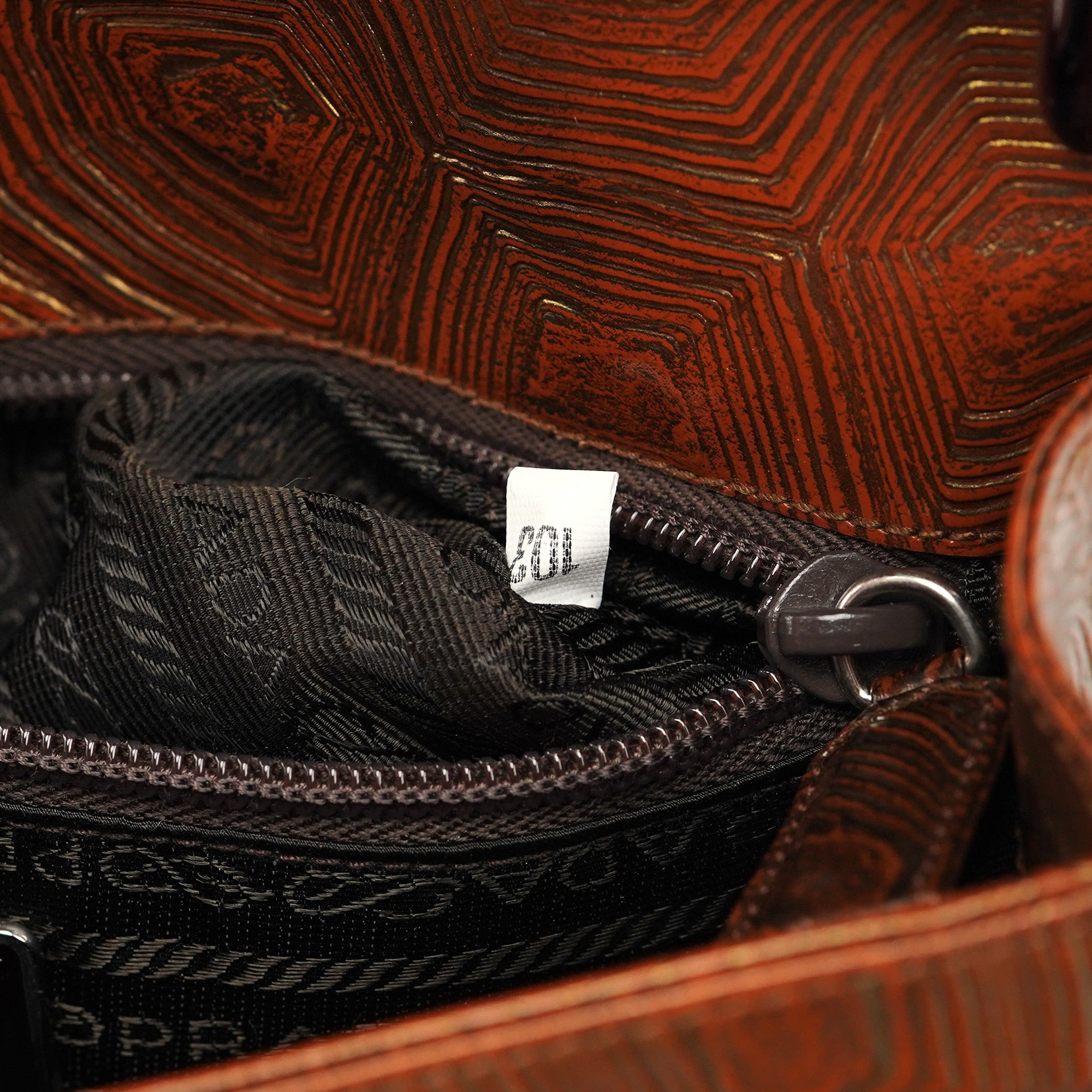 Brown Tartaruga Patent Leather Shoulder Bag