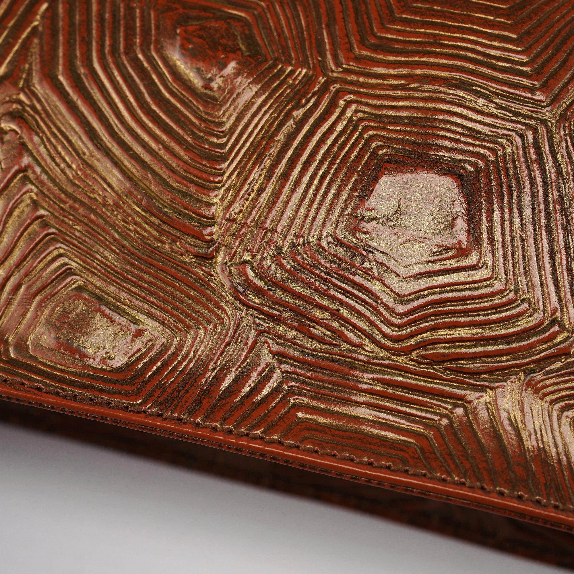 Brown Tartaruga Patent Leather Shoulder Bag