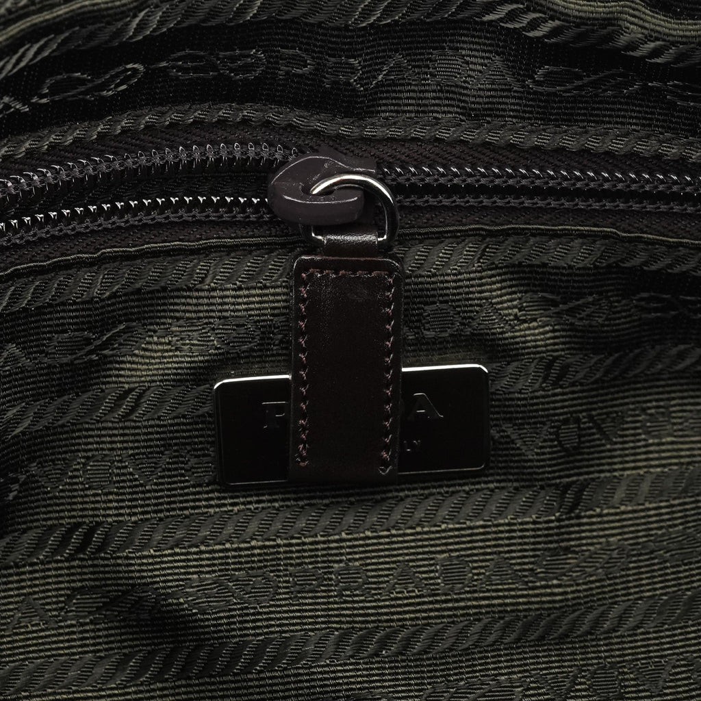 Brown Tessuto Floral Appliqué Shoulder Bag
