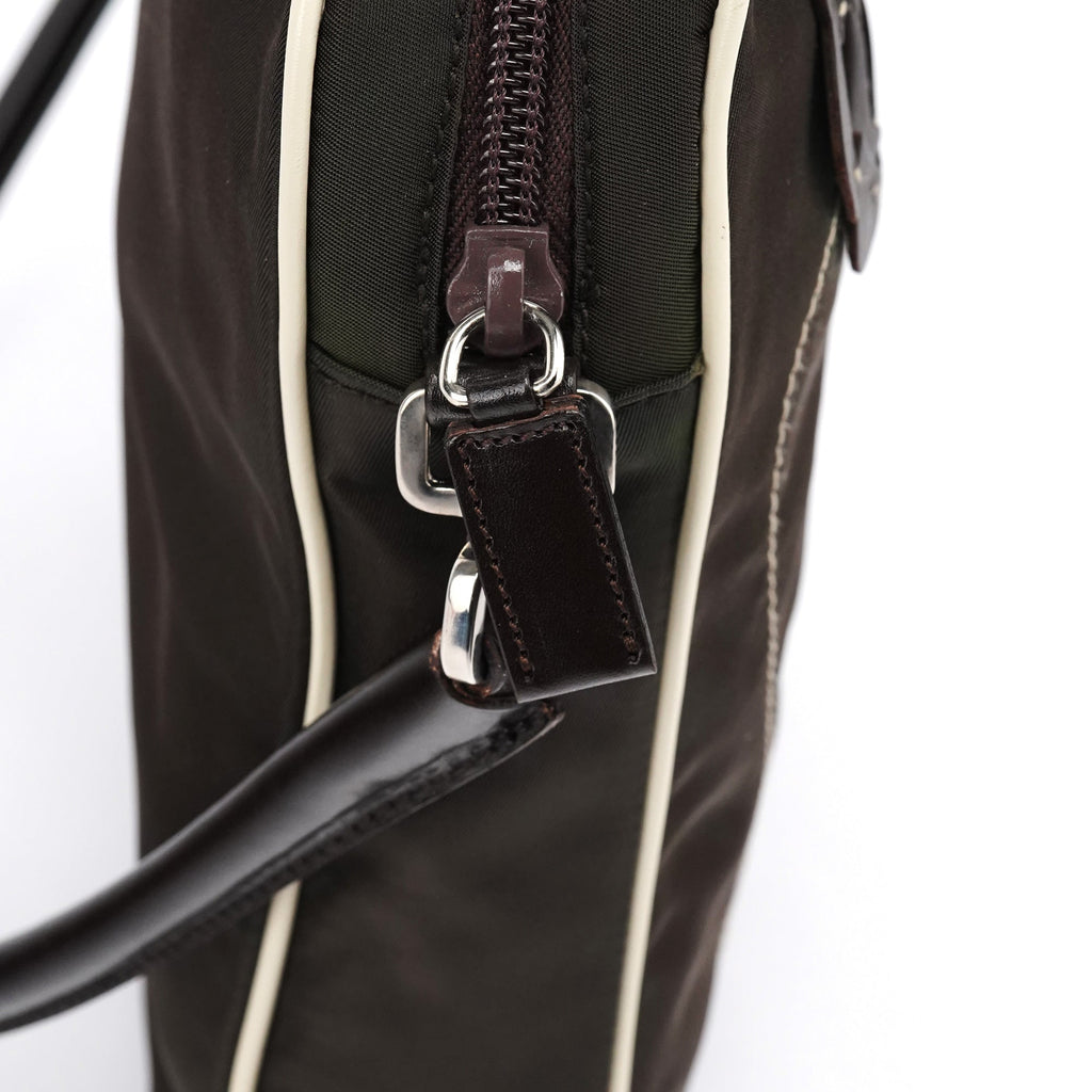 Brown Tessuto Floral Appliqué Shoulder Bag